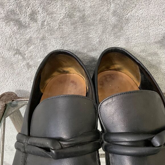 VINTAGE GUCCI BLACK smooth soft LEATHER LOAFERS Men’s Size 9D - Picture 4 of 16